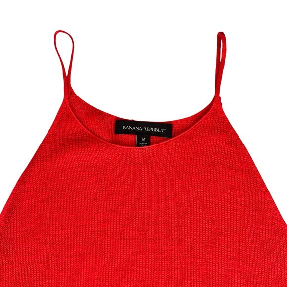 Banana Republic Linen Knit Tank Top Women's Medium High Neck Burnt Orange Shirt - Picture 3 of 13